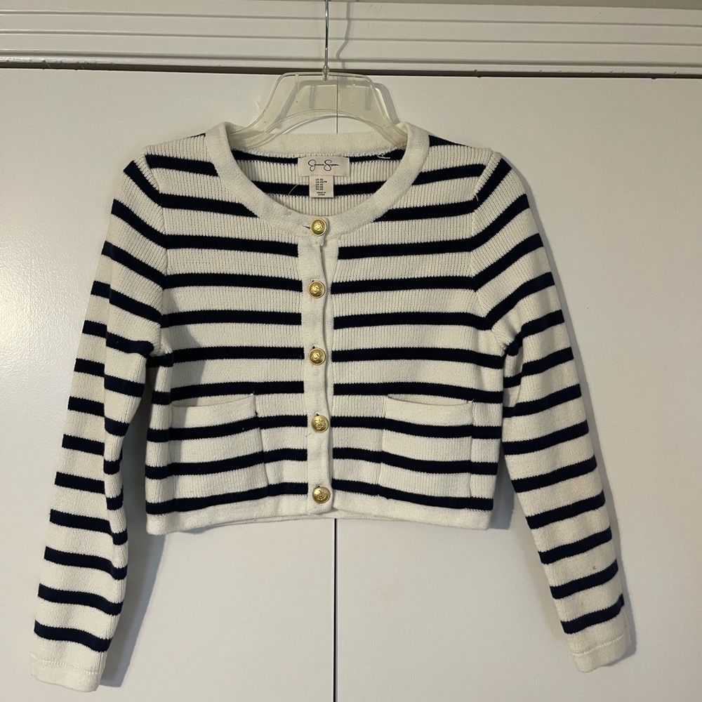 Jessica Simpson Navy/white Striped cardigan sweater